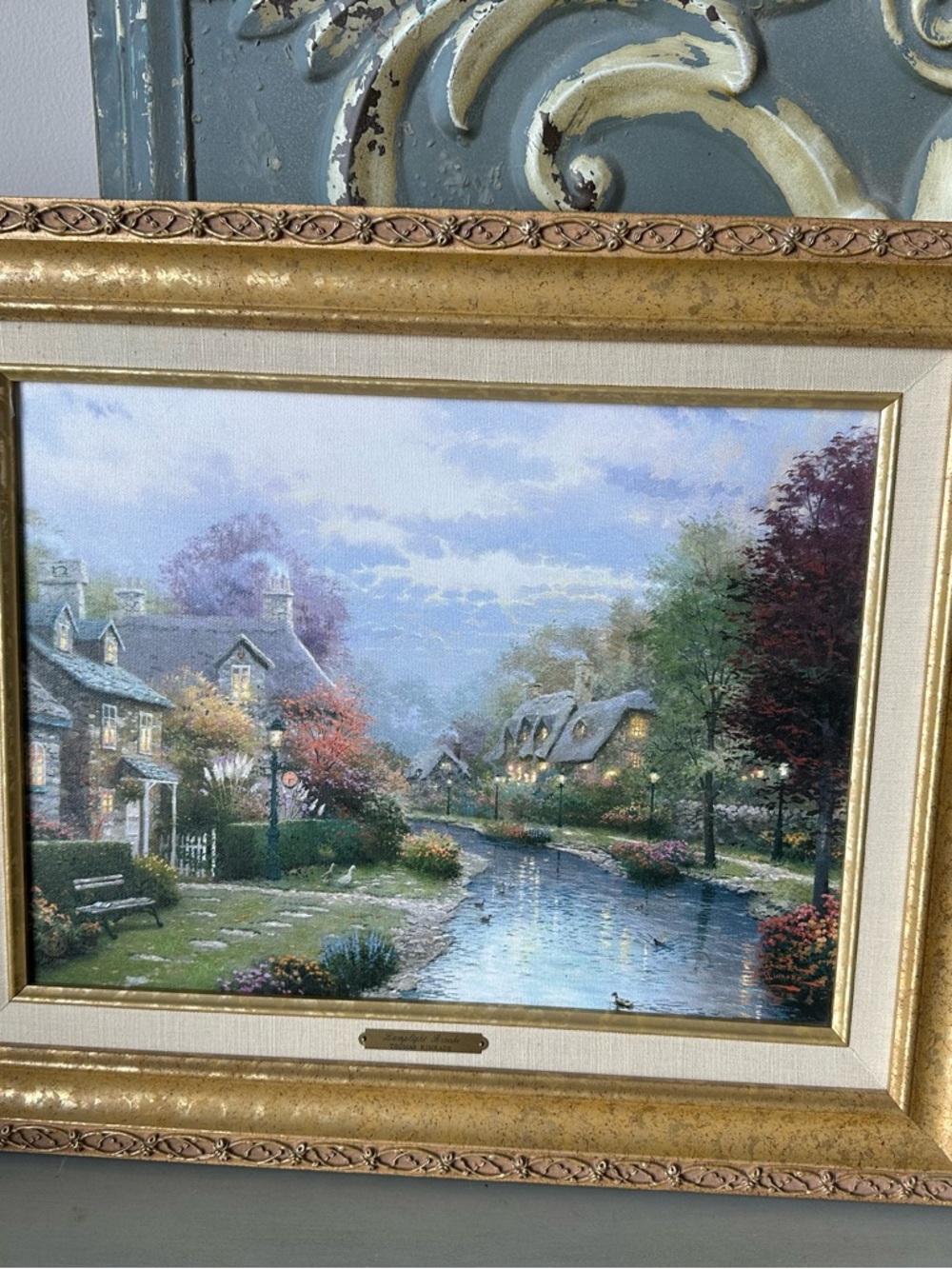 Vintage Thomas kinkade lamplight Brooke reproduction framed painting